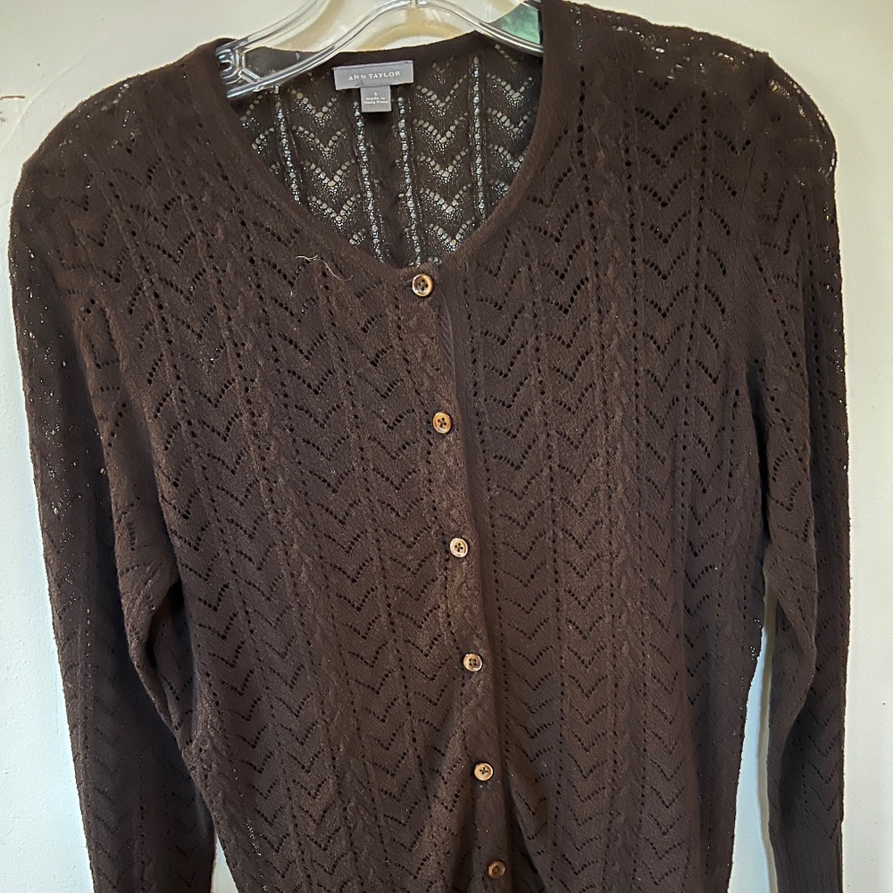 Ann Taylor Brown Croquet Sweater/Cami Set Size small